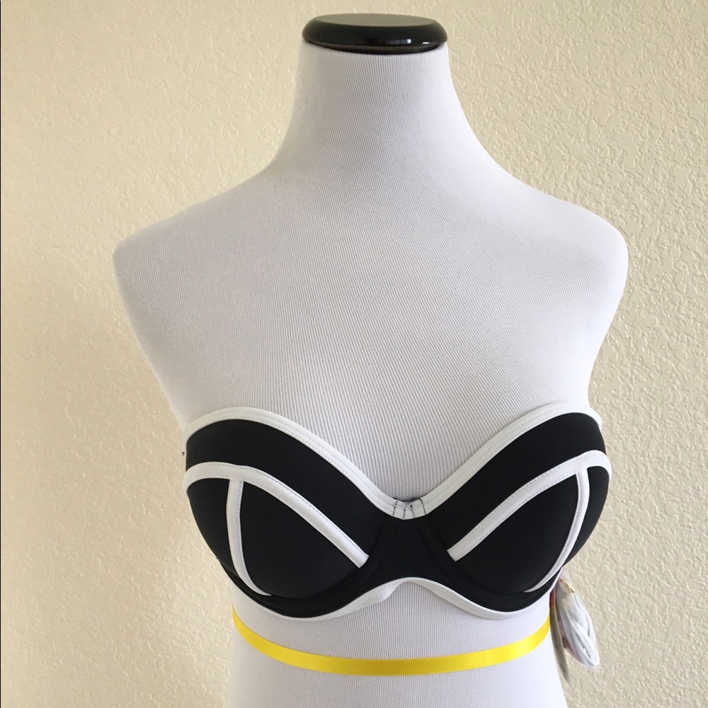 Arizona Black & White Retro Push Up Halter Bikini